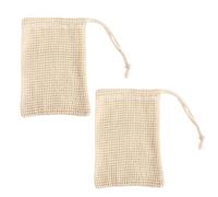 VOKMEMC 2 Pièces Naturel Lin Savon Filets Coton Maille Savon Sac Pour Douche Faire Mousse (Blanc Cassé)