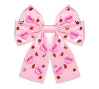 Vokone Nœuds à cheveux de Saint-Valentin pour filles en forme de cœur en forme de cœur avec strass - Accessoires pour cheveux pour femme