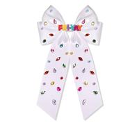 Vokone Nœuds à cheveux pour enseignantes Friyay - Pinces à cheveux en ruban de satin avec strass - Accessoires de rentrée scolaire - Cadeaux de remerciement - Perles blanches