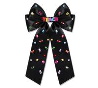 Vokone Nœuds à cheveux pour enseignants - Pinces à cheveux avec nœud en ruban de satin - Accessoires de rentrée scolaire - Cadeaux d'appréciation pour enseignants - Noir