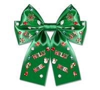 Vokone Nœuds à cheveux pour femmes et filles - Cadeaux de Noël - Bijoux de Noël en cristal - Lumières de Noël - Nœud en ruban - Pinces à cheveux - Accessoires de cheveux pour femmes - Vert houx