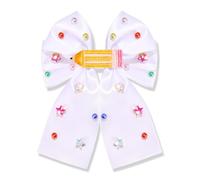 Vokone Nœuds pour la rentrée scolaire pour filles, femmes, enseignantes, crayon, nœuds à cheveux, pince à cheveux, perle et étoile ornée d'un ruban de satin, barrette à cheveux, cadeau de