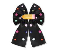 Vokone Nœuds pour la rentrée scolaire pour filles, femmes, enseignantes, crayon, nœuds à cheveux, pince à cheveux, perle et étoile ornée d'un ruban de satin, barrette à cheveux, cadeau de