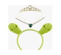 Vokowin Ensemble couronne de princesse Fiona avec bandeau, collier et couronne - Décoration d'Halloween - Accessoires de cosplay - Cadeaux de Noël (K493-1)