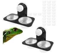 Vokowin Lot de 2 mangeoires en plastique pour reptiles et 30 gamelles à crête en plastique pour lézard, tortue, serpent, scorpion, caméléon, tortue, mille-pattes - Compatible avec réservoir (K386-2)