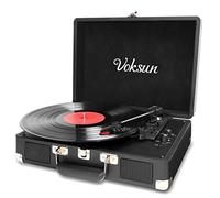 VOKSUN Platine Vinyle, Bluetooth Tourne Disque Rétro Portable avec 2 Haut-parleurs Stéréo Intégrés, 3 Vitesses 33/45/78 TR/Min Platine Vinyle Encodage du Vinyle au MP3, SD/USB/Aux Entrée (Noir)