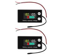 VOKTTA 2PCS Compteur de tension de capacité de la batterie avec température d'alarme 12V 24V 36V 48V 72V 84V, 8-100V LCD Digital Tension Power Interrupteur Car RV