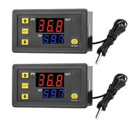 VOKTTA W3230 Lot de 2 thermostats numériques DC 12 V 20 A - Régulateur de température -50 °C à 110 °C - Avec sonde - Alarme haute température - Affichage LED