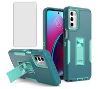 Vokuha Coque pour Moto G Stylus 2022 4G/Motorola G Stylus 2022 avec protecteur d'écran en verre trempé, coque de protection magnétique robuste avec béquille intégrée, bleu sarcelle menthe