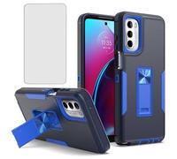 Vokuha Coque pour Moto G Stylus 2022 4G, Motorola G Stylus 2022 XT2211 avec protection d'écran en verre trempé, béquille magnétique intégrée, bleu marine
