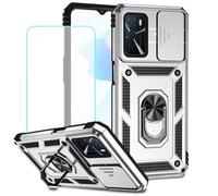 Vokuha Coque pour Oppo A16 / Oppo A16S / Oppo A54S CPH2273 Coque avec Protection d'écran en Verre Trempé et Protection d'Appareil Photo Slide, Anneau Rotatif à 360° Support Magnétique pour Oppo A16 4G