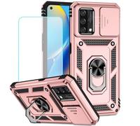 Vokuha Coque pour Oppo A74 4G / Oppo F19 / Reno 6 Lite CHP2219 Coque avec Protection d'écran en Verre Trempé et Protection d'Appareil Photo Slide, Anneau Rotatif à 360° Support Magnétique pour Oppo