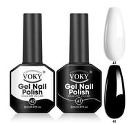 Voky 2 Pièces De Vernis À Ongles Gel 8ml, Ensemble Noir Et Blanc, Salon De Bain, Usage Familial, Cadeau D'art D'ongle Diy, Adapté Aux Filles.Set-1.
