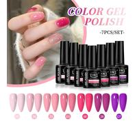 Voky Propose Une Variété De Ensembles De Gel Pour Ongles En Rose Doux, Marron Nu Et Autres Combinaisons De Couleurs, Adaptées À L'art Des Ongles Diy À La Maison..Set-7.