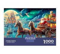 Vol de Père Noël en Avion Premium Carton 1000 Pièces Carrosse Tiraillé par Cheval Puzzle, Jeu Éducatif Adultes, Décompression, Cadeau & Décor Mural pour Enthousiastes 38x26cm/1000pcs