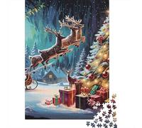 Vol de Rennes de Noël Carton Extra Épais Puzzle De Bricolage 12 Ans+ Jeu De Famille Stimulant Belle Décoration Murale pour La Maison 52x38cm/1000pcs