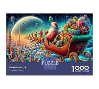 Vol de Santa 1000 Pièces Lot de Puzzles Présentant Un Niveau De Difficulté Ultra Élevé Santa in Sleigh Sky conçu comme Activité Parascolaire Et Produit Le Mieux Noté 52x38cm/1000pcs