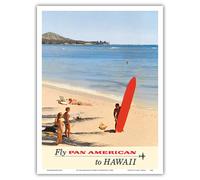 Vol Pan American vers Hawa - Pan American World Airways - Affiche de voyage vintage de Kronfeld vers 1950 - Tirage d'art (sans cadre) 23 x 30 cm