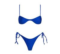 VOLAFA Ensemble bikini triangle pour femme - String sexy - Solide - Maillot de bain deux pièces, bleu royal, 4