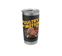 Volaille en mouvement Action de grâce, jeu de mots drôle en cours d'exécution Gobelet isotherme en acier inoxydable double paroi