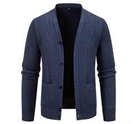 Volakebeing Cardigan Homme Maille Tricotée Coupe Regular Grande Taille | Maille tricotée en polyester, toucher doux, élasticité modérée pour un confort optimal toute la journée