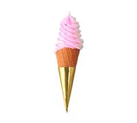 Volakebeing Faux cônes de crème glacée réaliste de 22 cm, modèle de cône de dessert artificiel pour vitrine, décoration de magasin, restaurant, boulangerie, présentoir d'aliments en résine (blanc rose