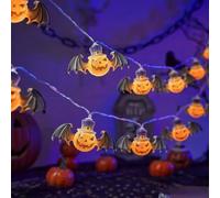 Volakebeing Guirlande lumineuse LED d'Halloween de 6 m à piles pour intérieur et extérieur - Blanc chaud - Motif tête de mort - Lampe à suspendre pour fête, maison, chambre à coucher (citrouille 2025)