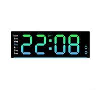 Volakebeing Horloge murale numérique LED RVB avec compte à rebours et chronomètre jusqu'à 99 minutes 59 secondes, affichage de la température intérieure, réglage de la luminosité, fixation murale