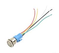 Volakebeing Interrupteur à bouton-poussoir 19 mm 12 V CC marche/arrêt en acier inoxydable auto-bloquant LED Interrupteur de contrôle lumineux momentané étanche IP65 (jaune)