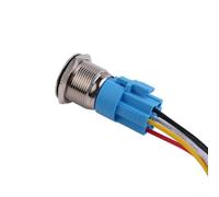 Volakebeing Interrupteur à bouton-poussoir à verrouillage 19 mm 12 V CC en acier inoxydable auto-bloquant LED Interrupteur de contrôle lumineux momentané étanche IP65 (bleu)
