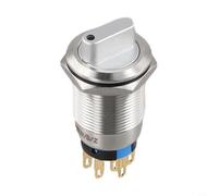 Volakebeing Interrupteur rotatif à verrouillage 3 positions 2NO2NC 19 mm en acier inoxydable 110-220 V étanche IP67 indicateur LED autobloquant industriel pour utilisation sur machine CNC (bleu)