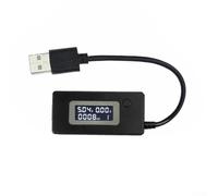 Volakebeing KCX-017 Tensiomètre USB avec écran LCD, multimètre numérique USB chargeur de téléphone, compteur de capacité de banque d'alimentation, testeur de charge USB, vitesse de charge (noir)