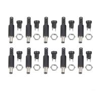 Volakebeing Lot de 10 paires de connecteurs d'alimentation CC, adaptateurs mâles et femelles à montage sur panneau, 5,5 x 2,1 mm et 5,5 x 2,5 mm, connecteurs 12 V CC compatibles avec vidéosurveillance