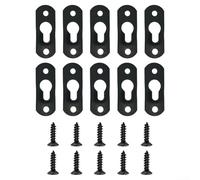 Volakebeing Lot de 10 paires de plaques à suspendre en métal avec vis noires - Fixations robustes pour cadres photo, miroirs, étagères, armoires, panneaux - Matériel facile à installer