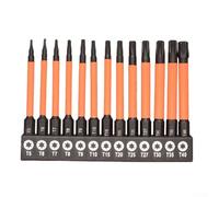 Volakebeing Lot de 13 embouts magnétiques pour tournevis Torx pour tournevis, pour T5-T40 avec longueurs de 75 mm/100 mm/150 mm, compatible avec les outils de perceuse et de clé (75 mm)