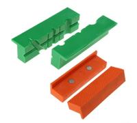 Volakebeing Lot de 2 mâchoires magnétiques en caoutchouc souple pour étau en métal, machines-outils de 10,2 cm, orange/vert, tissage uni/en forme de V, accessoire de protection pour bois et métal