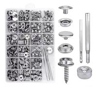 Volakebeing Lot de 323 boutons pression à vis en acier inoxydable avec kit d'outils pour réparation de meubles d'extérieur, auvent, tente, de bateau, de bâche, de bateau, de toile, non déformable