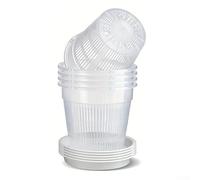 Volakebeing Lot de 6 pots à orchidée en plastique transparent avec soucoupes assorties, doublures transparentes de 11,9 cm pour racines et pour un entretien facile, design amélioré de drainage de