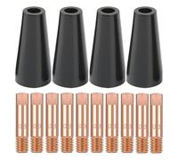 Volakebeing MIG Kit d'embouts de buse de soudage sans gaz 0,8 mm Embouts en cuivre pour torche de soudage 14AK 15AK 4 buses, 10 embouts