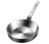Volakebeing Mini poêle à œufs en acier inoxydable 316 avec bec verseur pour faire fondre le beurre, frire un seul œuf, compatible avec le gaz, économie d'espace, argent (L)