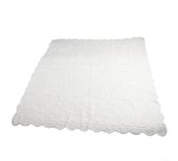 Volakebeing Nappe en dentelle blanche brodée de roses en polyester, housse anti-poussière pour table basse, meuble TV, mariage, fête, 90 x 90 cm (120 x 120 cm)