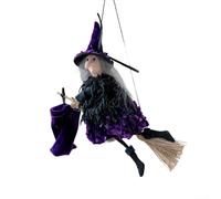 Volakebeing Pendentif sorcière d'Halloween - Décoration de gaze légère - Ornement de fête effrayant pour intérieur et extérieur - Décoration à suspendre 23 x 22 cm (violet)
