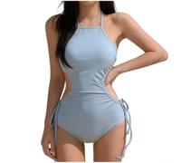 Volakebeing pour Maillot de Bain pour Femme Taille Creusée pour uni pour | Design avec lien, taille creusée pour un look sexy et , couleur unie intemporelle