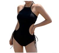 Volakebeing pour Maillot de Bain pour Femme Taille Creusée pour uni pour | Design avec lien, taille creusée pour un look sexy et , couleur unie intemporelle
