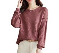 Volakebeing Pull pour Femme Manches Longues Col Rond Maille Stretch Pull | Maille stretch 70% spandex, épousant les formes serrer, pour liberté de mouvement totale