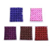 Volakebeing Roses artificielles à faire soi-même avec tiges pour arrangements et centres de table, têtes de rose pailletées en mousse PE, tiges flexibles, aspect réaliste, verdure (violet foncé)