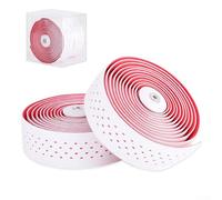 Volakebeing Ruban adhésif pour guidon de vélo avec silicone élastique et matériau EVA absorbant les chocs, texture antidérapante pour une prise en main confortable, compatible avec (blanc + rouge)