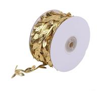 Volakebeing Ruban de vigne en tissu doré et argenté pour guirlande de feuilles pour projets floraux, décoration de couronne de mariage, décoration de table de fête, cour et jardin (doré)