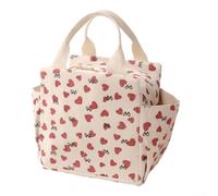 Volakebeing Sac à déjeuner isotherme en velours côtelé de grande capacité avec poignées robustes pour adultes, travail, école, voyage, pique-nique, plage, usage quotidien, beige (beige d'amour)