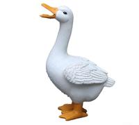 Volakebeing Statue de canard en résine pulvérisée d'eau pour décoration de jardin, cour, patio et cour, figurine de canard blanc avec détails réalistes (#1)